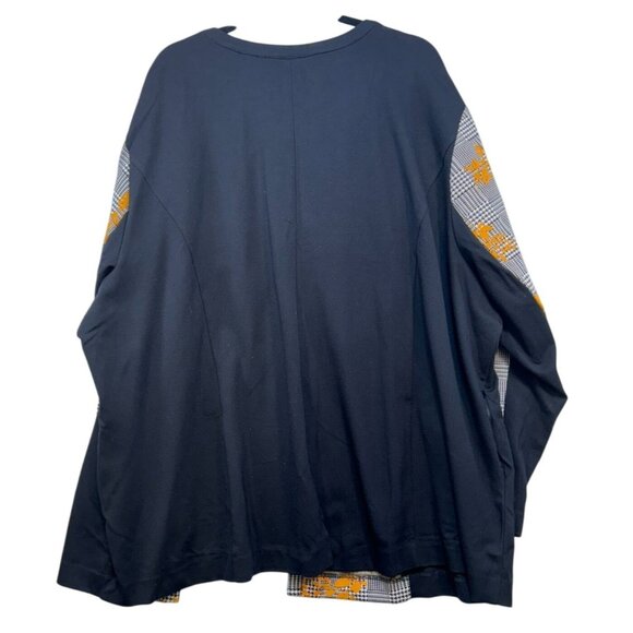 Catherines Womens Black Label Floral Houndstooth Long Cardigan 3X Black Yellow - Picture 8 of 10